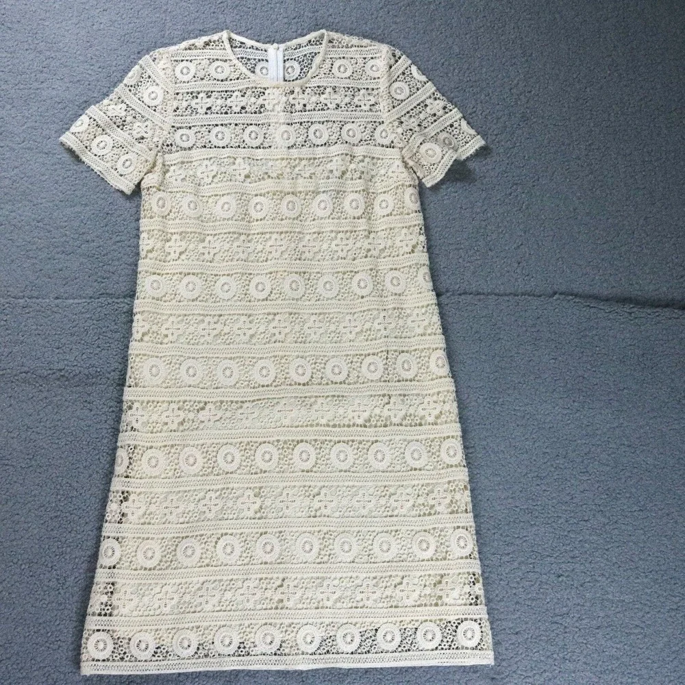 See By Chole Dress Womens 6 Off White Crochet Embroidered Lace Eyelet Zip Italy